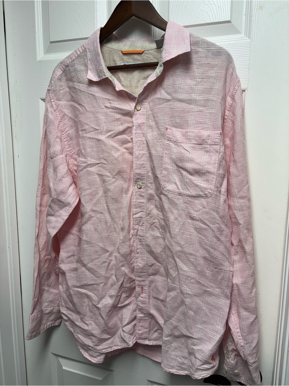 Tommy BahamaMen's Pink Long-Sleeve Linen Button-Up Shirt XL